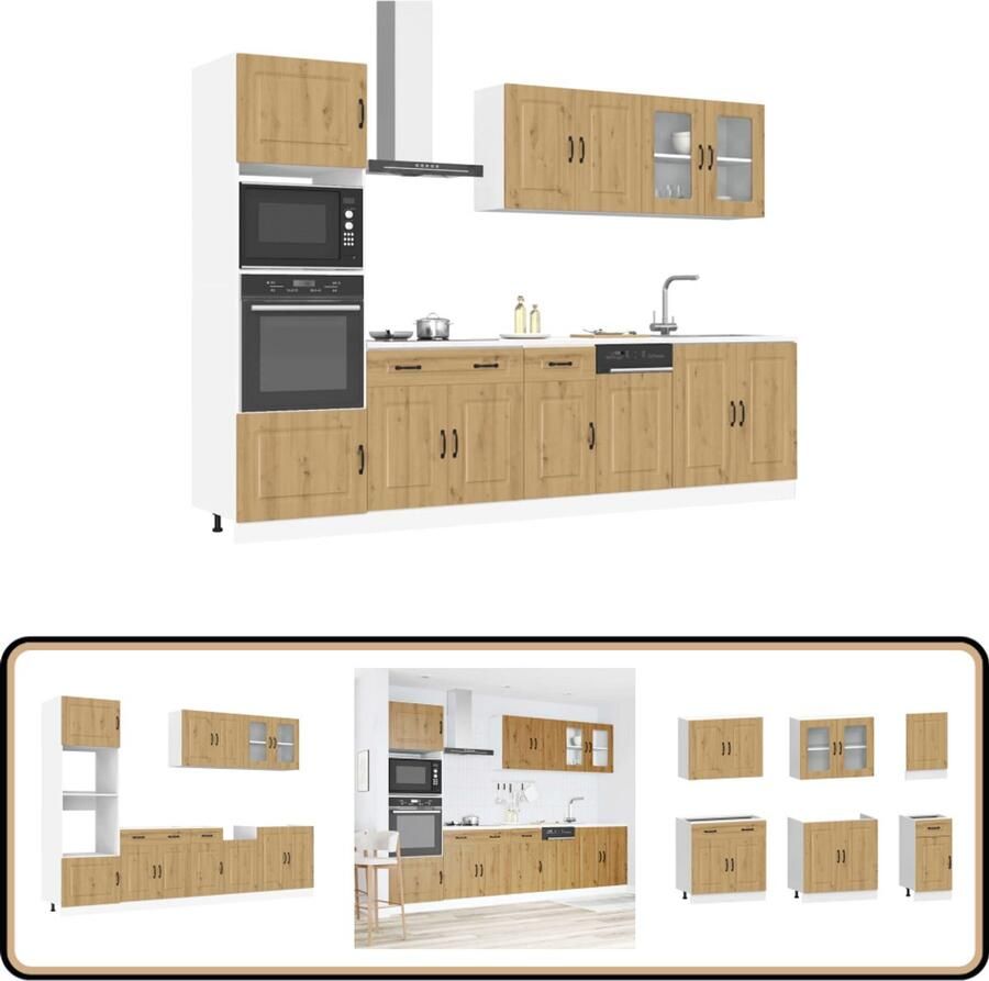 VidaXL Keukenkastenset Kalmar 7-delig Eikenhout Keuken Kast Set Houten Keukenkasten Eiken Keuken Kalmar Serie Opslagruimte Keuken