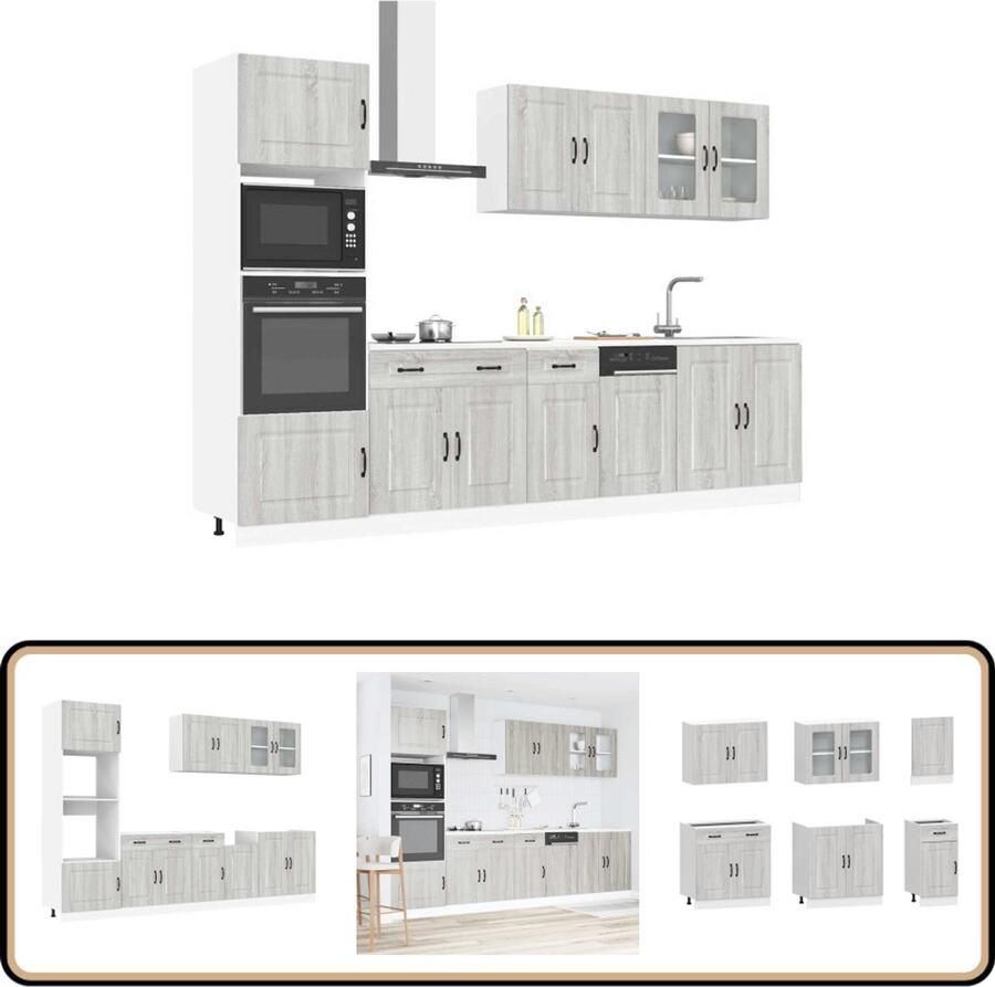 VidaXL Keukenkastenset Kalmar Grijs Sonoma Eiken 7-delig Keuken Kast Set Houten Keukenkasten Grijze Keukenkasten Sonoma Eiken Kalmar Serie
