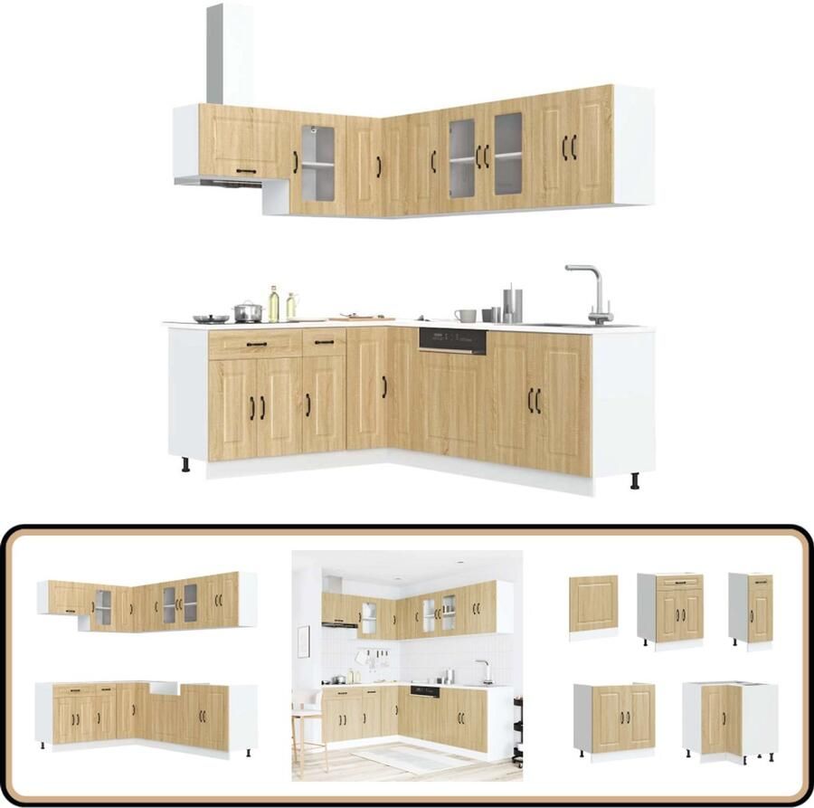 VidaXL Keukenkastenset Kalmar Sonoma Eiken 11-delig Keuken Kast Set Sonoma Eiken Houten Keukenkasten Kalmar Serie Opslagruimte Keuken