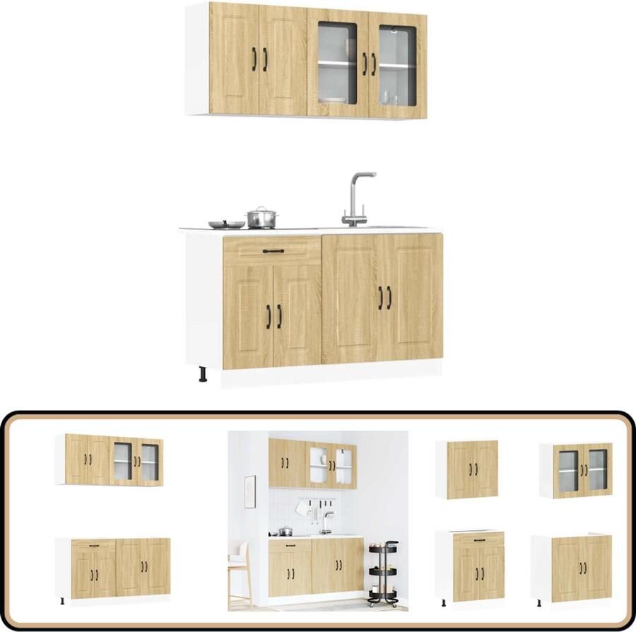 VidaXL Keukenkastenset Kalmar Sonoma Eiken 4-delig Keukenkasten Houten Keukenkasten Keukenkast Set Kalmar Serie Sonoma Eiken