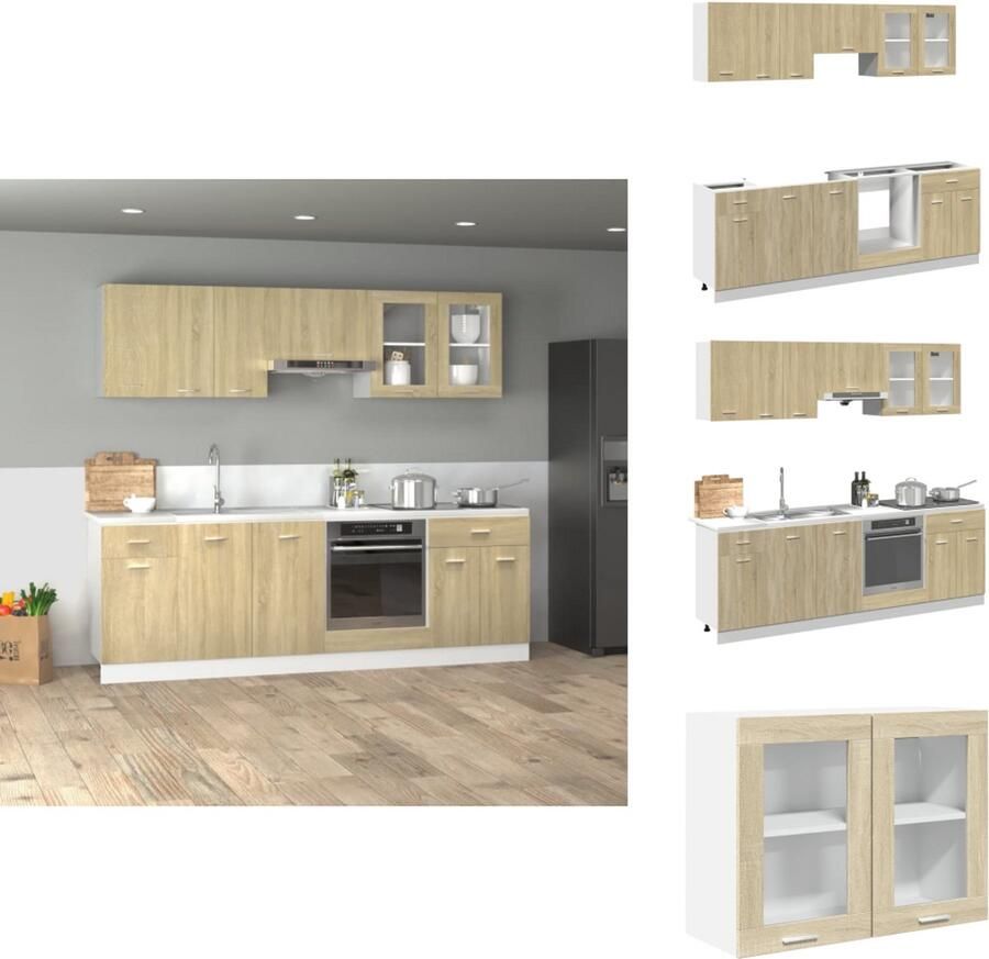 VidaXL Keukenkastenset Keukenkastensets Keukenkastje Opbergkast Keuken 8-delige Keukenkastenset bewerkt hout sonoma eikenkleurig