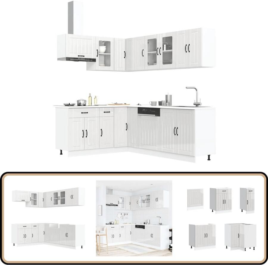 VidaXL Keukenkastenset Lucca 11-delig Glanzend wit Keuken Kast Witte Keuken Houten Keuken Lucca Keuken Keukenkasten Set