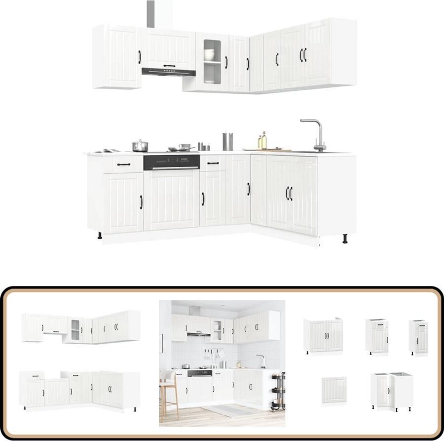 VidaXL Keukenkastenset Lucca 11-delig Glanzend Wit Keukenkasten Kastenserie Lucca Serie Houten Keukenkasten Witte Keukenkasten