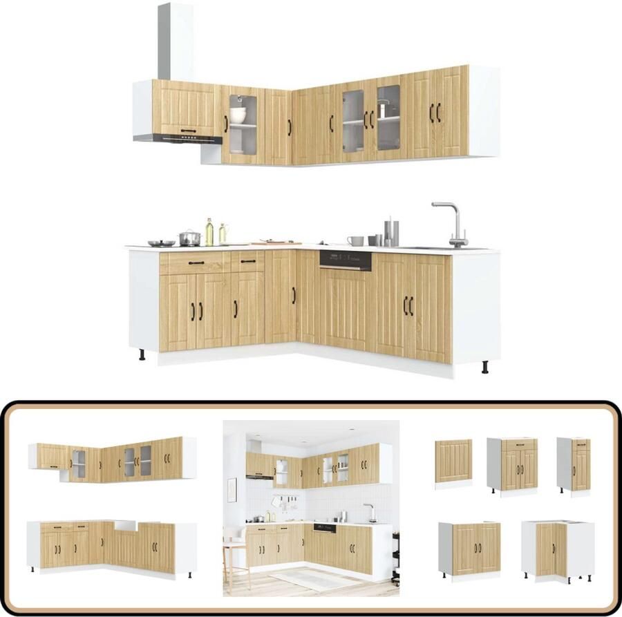 VidaXL Keukenkastenset Lucca 11-delig Sonoma Eiken Keukenkasten Houten Keukenkasten Keukenkast Set Lucca Serie Sonoma Eiken