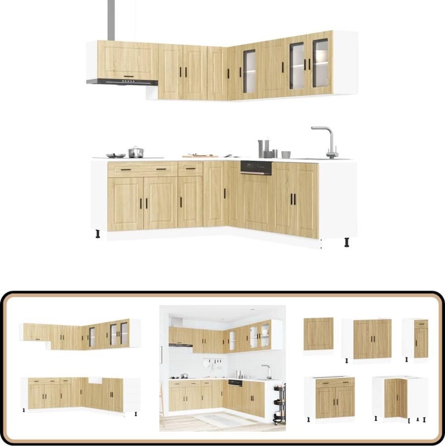 VidaXL Keukenkastenset Porto 11-delig Sonoma Eiken Keuken Kast Set Houten Keukenkasten Sonoma Eiken Keukenkasten Porto Opslagruimte Keuken