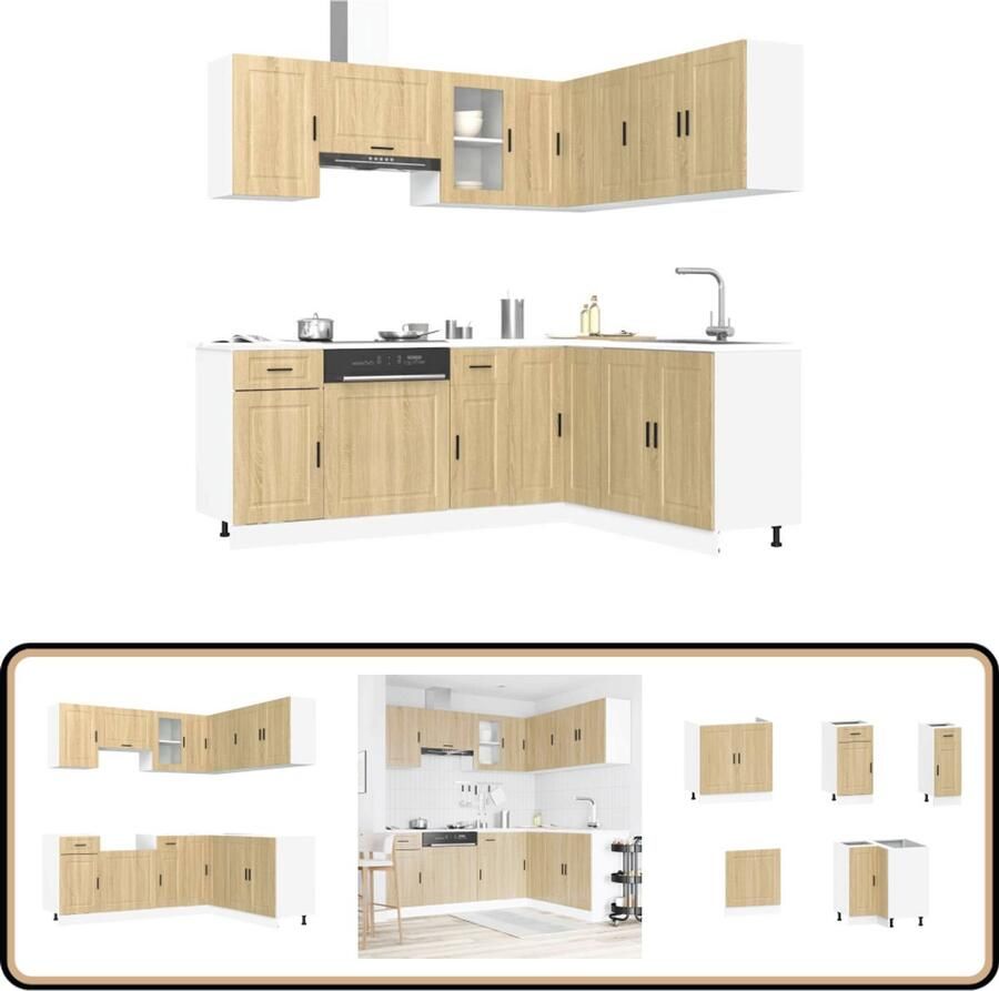 VidaXL Keukenkastenset Porto 11-delig Sonoma Eiken Keukenkasten Houten Keukenkasten Keukenkast Set Sonoma Eiken Keukenrenovatie