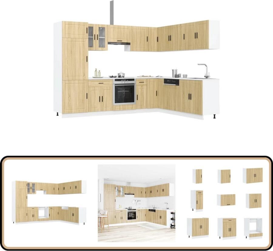 VidaXL Keukenkastenset Porto 14-delig Sonoma Eiken Keuken Kasten Houten Keukenkasten Set Sonoma Eiken Keuken Keukenshop