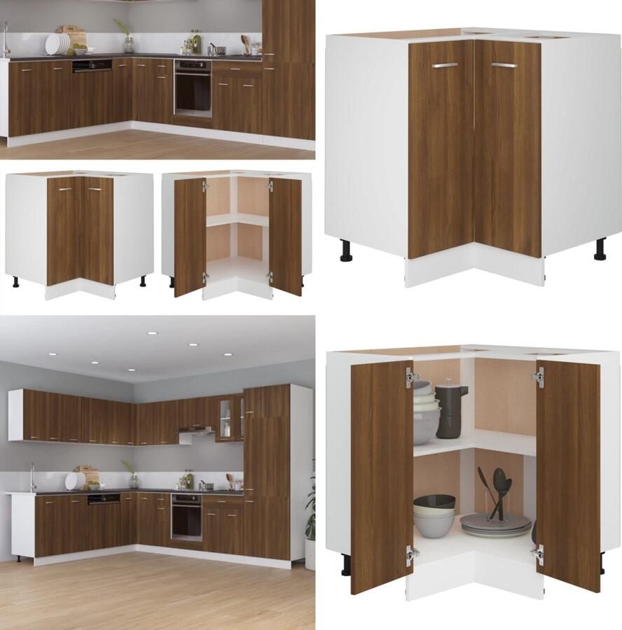 VidaXL Keukenkastje 75-5x75-5x80-5 cm bewerkt hout bruineikenkleurig Keukenkast Keukenkasten Keuken Kast Keukenkastje