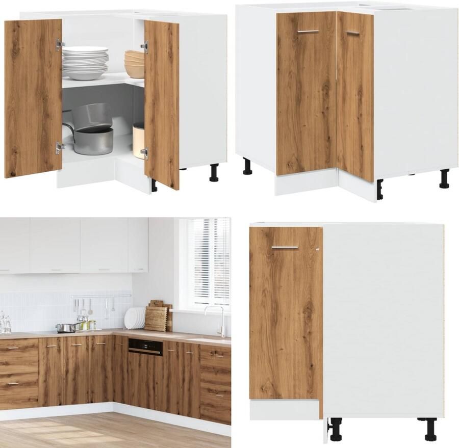 VidaXL Keukenkastje 75 5x75 5x81 5 cm bewerkt hout artisanaal eiken Keukenkast Keukenkasten Keuken Kast Keukenkastje