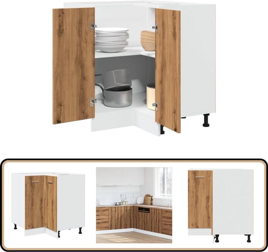 VidaXL Keukenkastje Artisan Eiken 75 5x75 5x81 5 cm Keuken Kast Houten Kast Opslagruimte Keuken Artisan Eiken Keukenkasten
