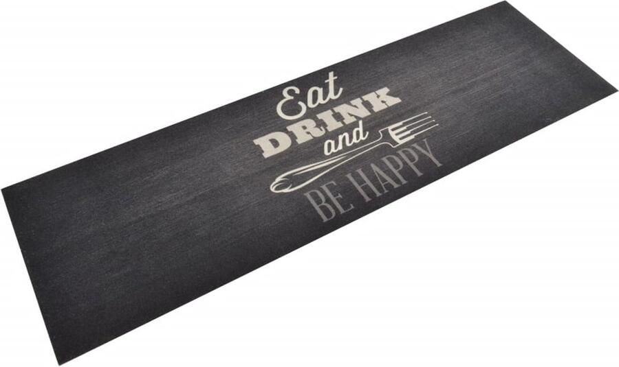 VidaXL Keukenmat 60x180 cm Fluweel Zwart Keukenmat Vloerkleden Antislip Mat Keukenvloer Zwarte Keukenprint Fluweel Keukenmat Machinewasbare Keukenmat Flexibele Keukenmat Duurzame Keukenmat Polyamide Keukenmat - Foto 2