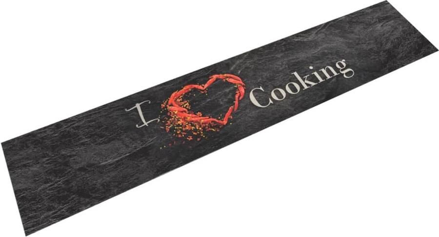 VidaXL Keukenmat 60x300cm Wasbaar Cooking Print Keukenmat Kookplaat Bescherming Antislip Mat Zwarte Keukenmat Polyamide Mat Vloerkleden - Foto 2