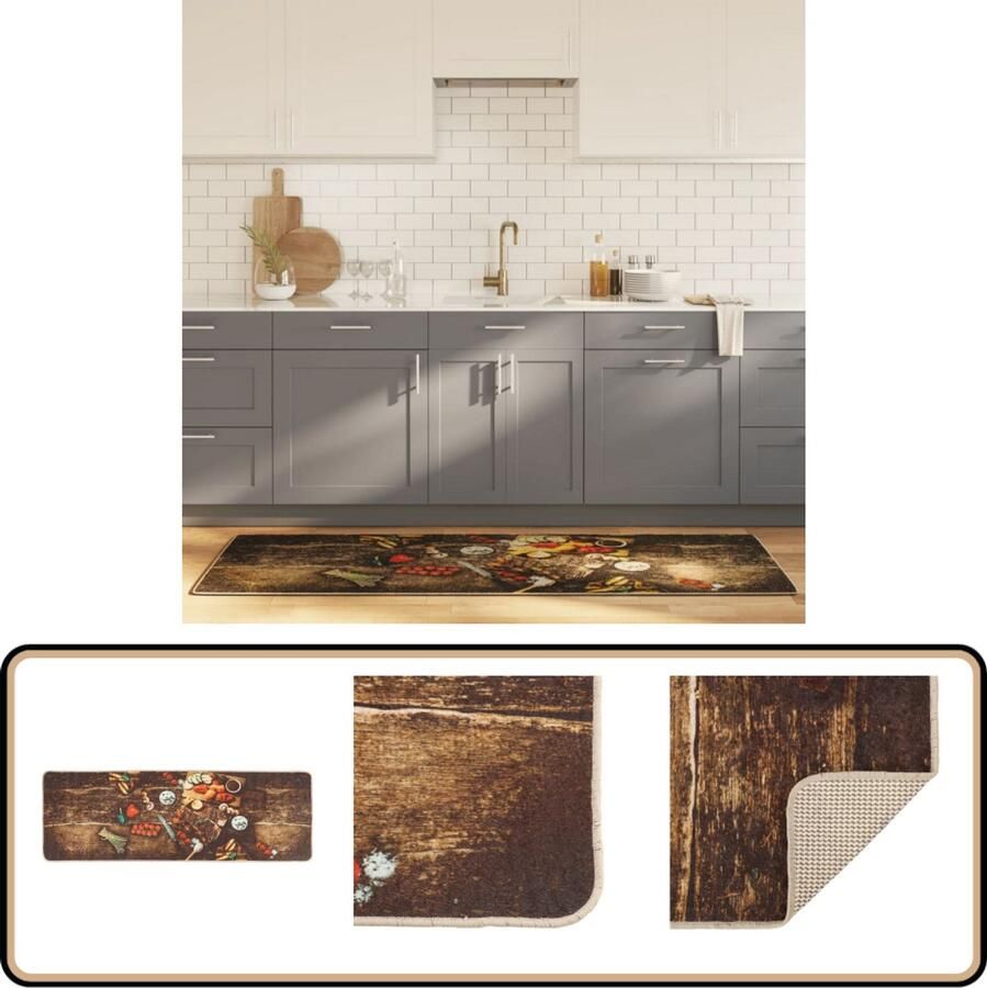 VidaXL Keukenmat Anti-Slip 60x180 cm Meerkleurig Keukenmat Vloerkleden Tapijt Loper Gangloper Anti Slip Mat