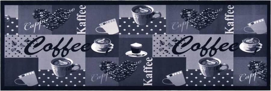 VidaXL Keukenmat Coffee Blauw 60x300 cm Vloerverwarming Vloerkleden Keukenmat Antislip Mat Wasbare Mat - Foto 2