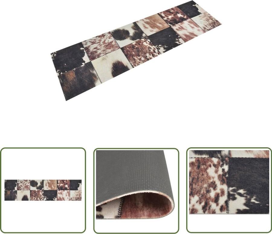VidaXL Keukenmat Dierenhuidprint 45x150 cm Fluweel Keukenloper Dierenhuid Print Vloerkleden Keukenvloer Antislip Wasbare Tapijten Luxe Keuken Accessoires