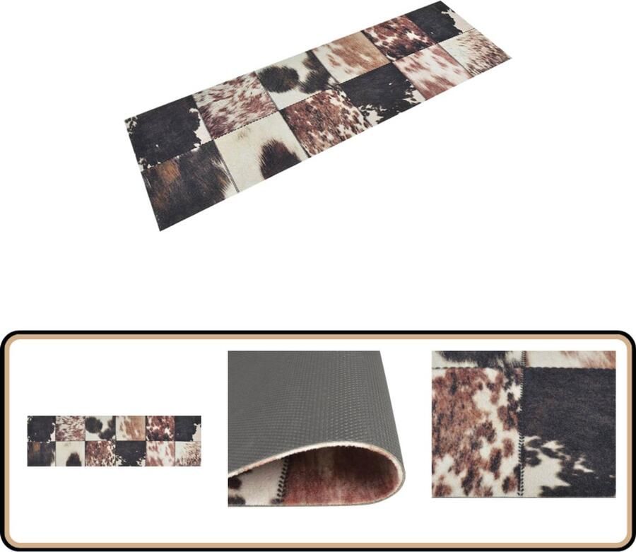 VidaXL Keukenmat Dierenprint 60x180 cm Fluweel Keukenmat Dierenhuid Print Vloerkleden Antislip Mat Keukenvloer
