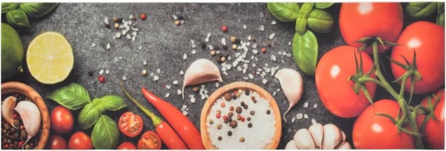 VidaXL Keukenmat Groenteprint 60x180 cm Fluweel Keukenmat Vloerkleden Keukentapijt Antislip Mat Multifunctionele Mat Duurzame Mat Wassenbare Mat Grove Print Groentenprint Polyamide Mat Luxe Keukenmat - Foto 2