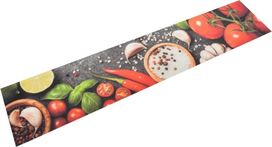 VidaXL Keukenmat groenteprint 60x300 cm fluweel Keukenmat Keukenloper Vloerkleden Antislip Mat Keukentrends Multifunctionele Mat Comfortabele Mat Wassen - Foto 2