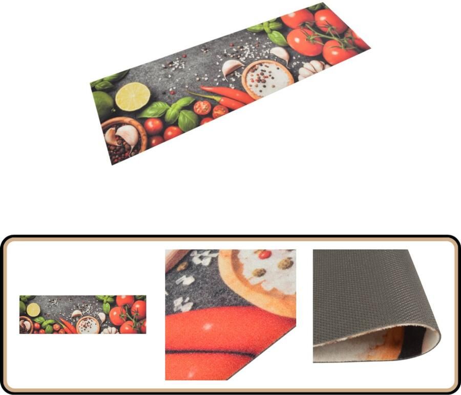 VidaXL Keukenmat Groenteprint Wasbaar 45x150 cm Keukenmat Vloerkleden Keukentapijt Antislip Mat Groente Print