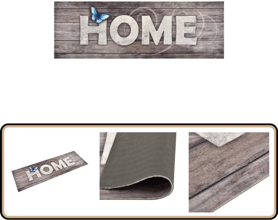 VidaXL Keukenmat Home Print 60x300 cm Wasbaar Vloermat Keukenmat Polyamide Vloerkleden Thuis Decoratie Multicoloured Rug