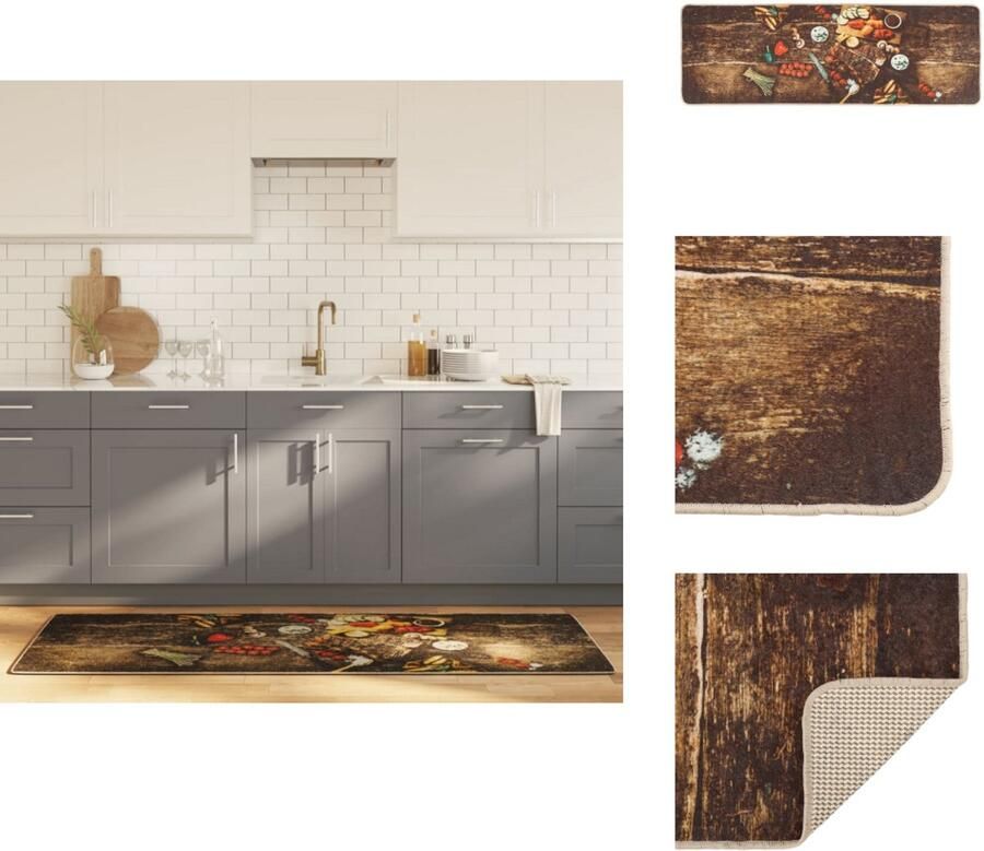 VidaXL Keukenmat Keukenmatten Tapijtloper Gangloper Keukenmat wasbaar anti-slip 60x180 cm meerkleurig