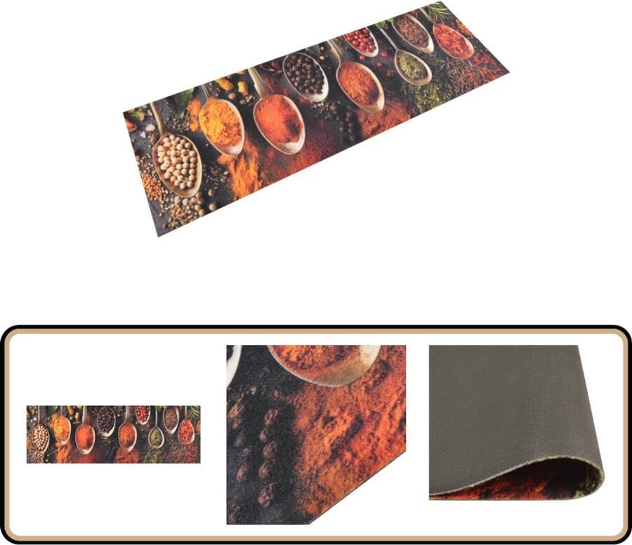 VidaXL Keukenmat Lepelprint Wasbaar 60x180 cm Keukenmat Vloerkleden Keukentapijt Antislip Mat Multifunctionele Mat