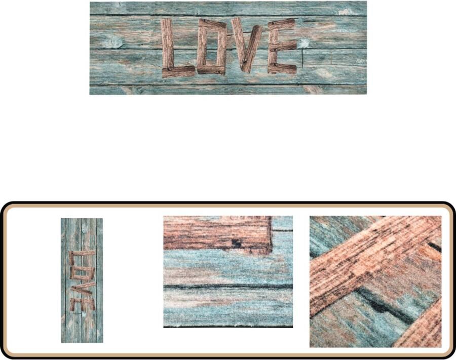 VidaXL Keukenmat Love print 60x300 cm Vloermat Keukenmat Vloerkleden Love Print Polyamide