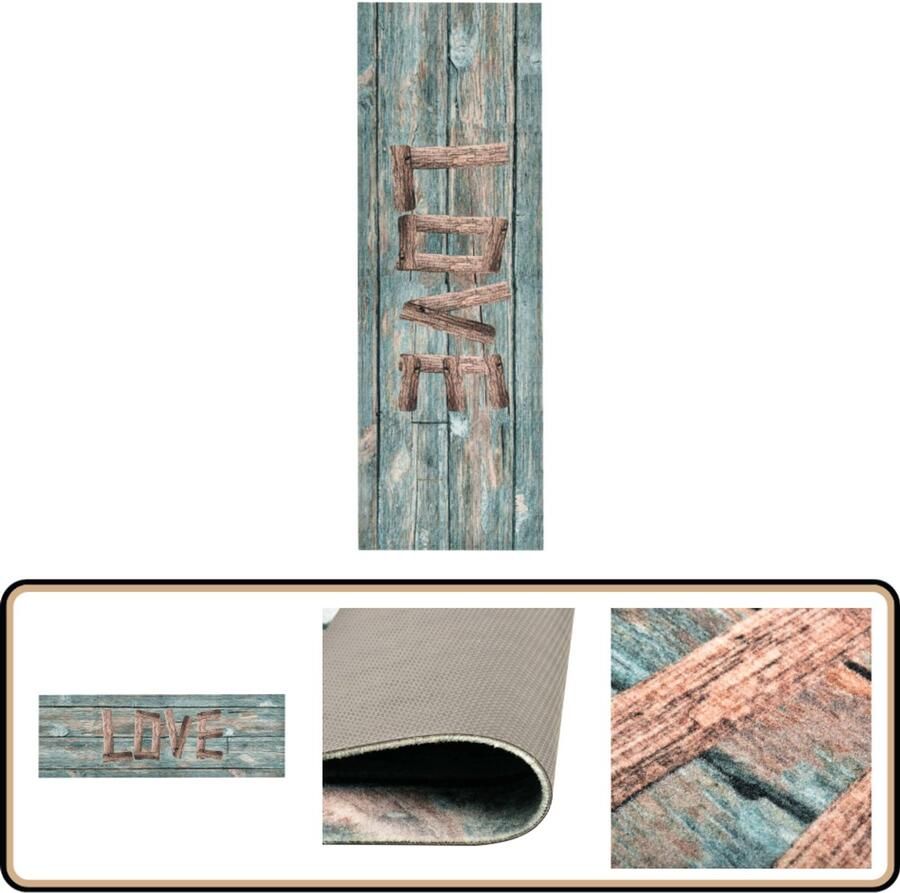 VidaXL Keukenmat Love Wasbaar 45x150 cm Vloermat Keukenvloermat Vloerkleden Antislip Mat Wasbare Vloermat