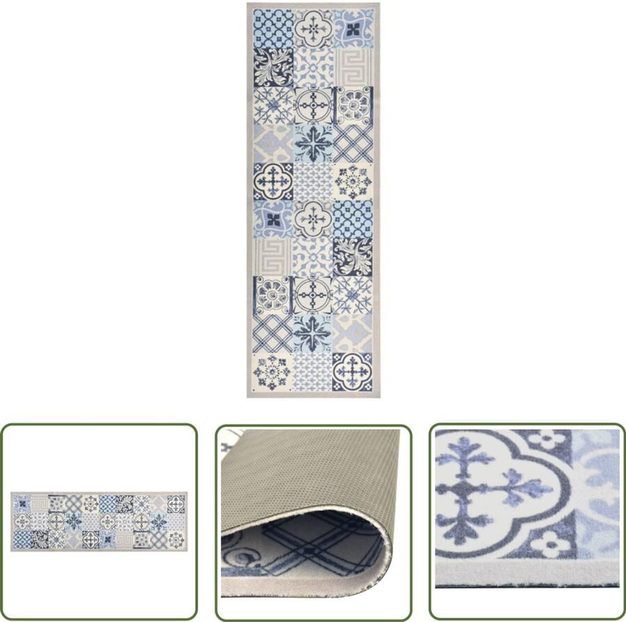 VidaXL Keukenmat Mosaic 45x150 cm Wasbaar & Antislip Vloerkleed Keukenvloermat Wasbare Vloermat Mozaiek Print Fluweel Antislip Multicoloured