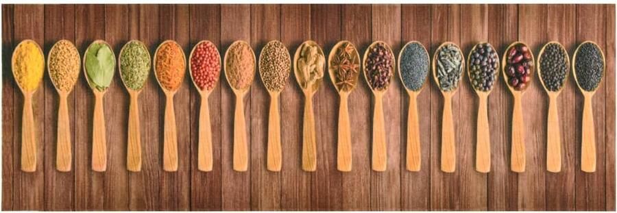 VidaXL Keukenmat Spoons 60x300 cm wasbaar Vloerverwarming Vloerkleden Keukenmat Deurmat Multifunctionele Mat Rekhoekige Mat Spoelen Print Polyamide Mat - Foto 2
