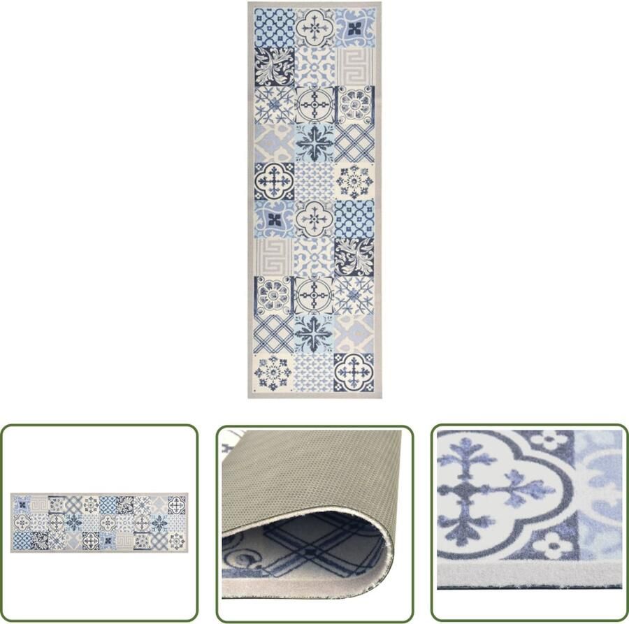 The Living Store Vloerkleed Keuken Hal Kantoor 150x45 cm MozaÃ¯ek-print 100% polyamide Vloerkleed Keukenmat Antislip Mat Wasbare Mat Mozaiek Print