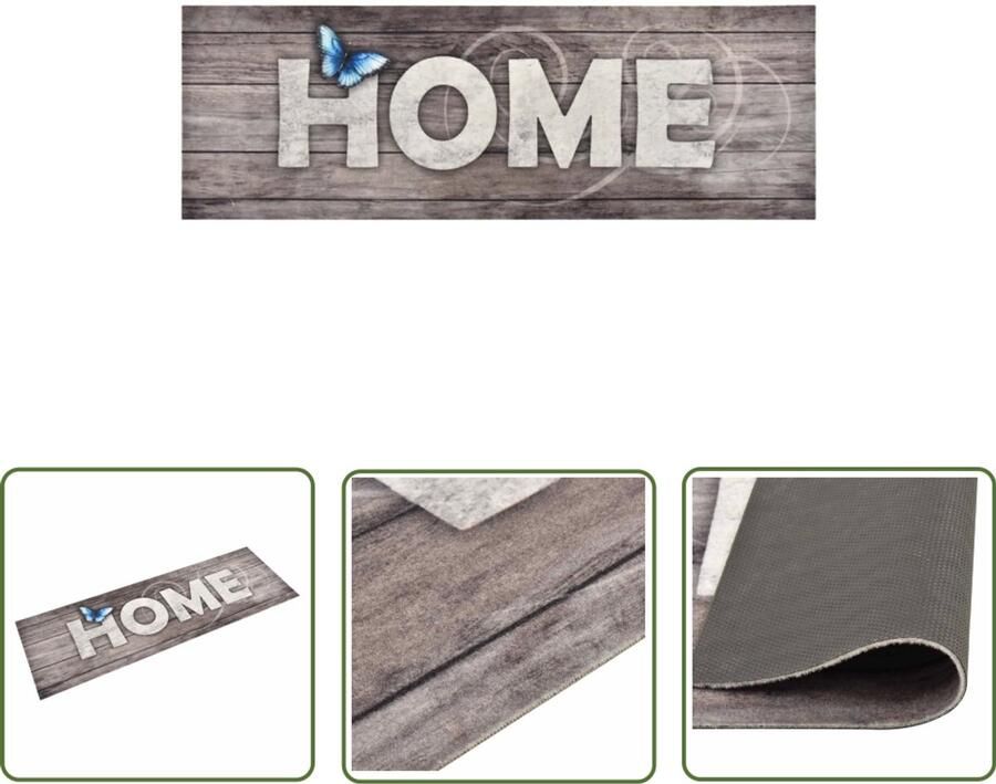 The Living Store Vloermat Rechthoekig 180 x 60 cm Home-print Vloermat Keukenmat Vloerkleden Thuisdecoratie Huiskleed