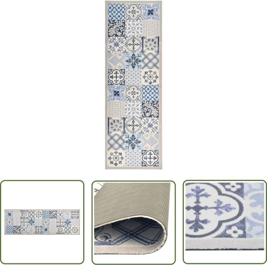 The Living Store Rechthoekige Vloermat 180 x 60 cm mozaÃ¯ek-print machine wasbaar Vloermat Keukenmat Deurmat Vloerkleden Wasbare Vloermat