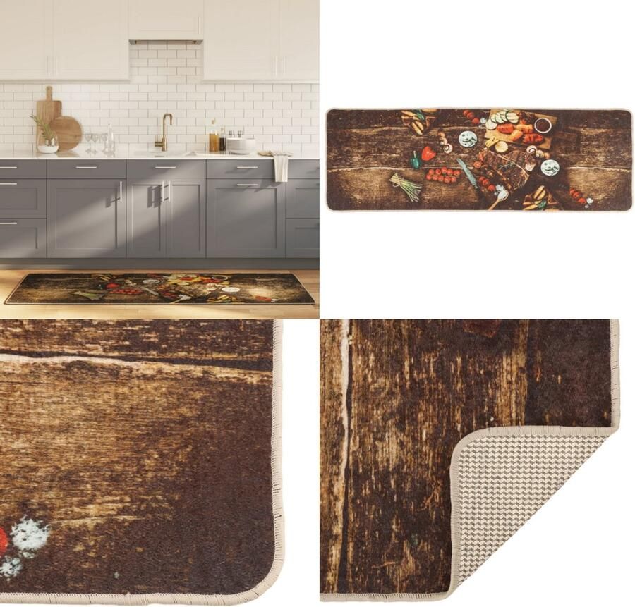 VidaXL Keukenmat wasbaar anti-slip 60x180 cm meerkleurig Keukenmat Keukenmatten Tapijtloper Gangloper