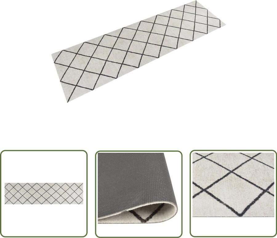 VidaXL Keukenmat Wasbaar Geblokt 45x150 cm Keukenmat Vloerkleden Antislip Mat Keukenvloer Latex Mat Fluweel Mat Grijs Mat Blokken Patroon Duurzame Mat Wassen Mat