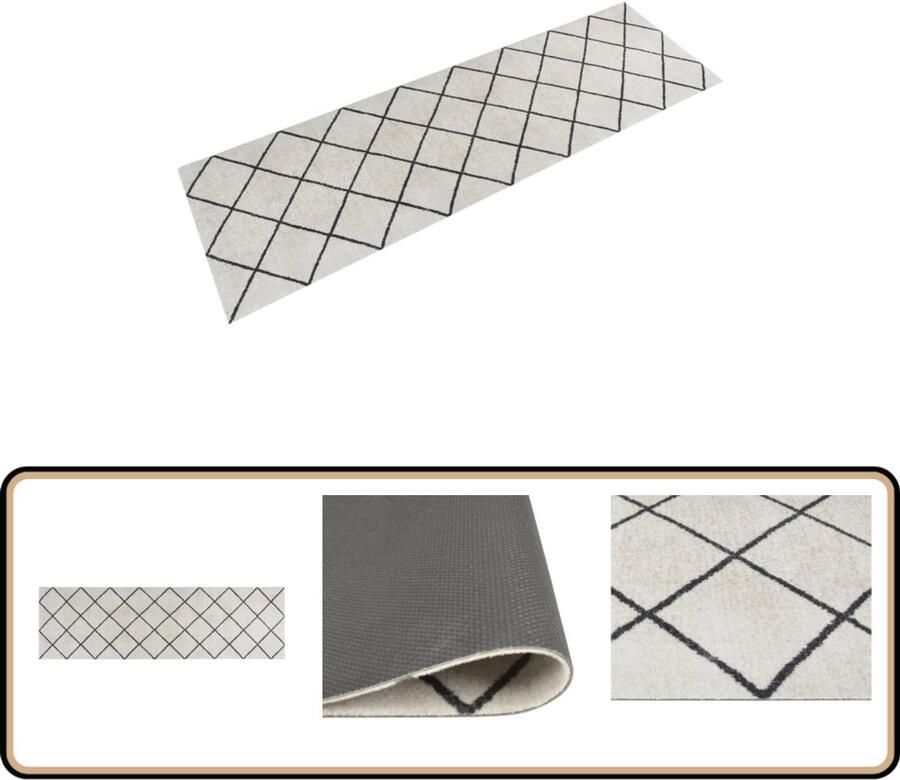 VidaXL Keukenmat Wasbaar Geblokt 60x180 cm Fluweel Keukenmat Vloerkleden Keukentapijt Antislip Mat Blokkig Patroon