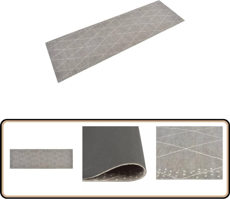 VidaXL Keukenmat Wasbaar Geruit 60x180 cm Fluweel Keukenmat Vloerkleden Antislip Mat Latex Mat Fluweel Mat