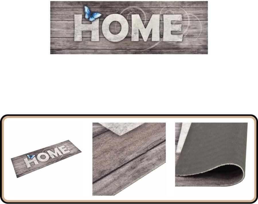 VidaXL Keukenmat Wasbaar Home 60x180 cm Vloermat Keukenmat Vloerkleden Thuisdecoratie Fluweel Grijs Rectangular - Foto 2