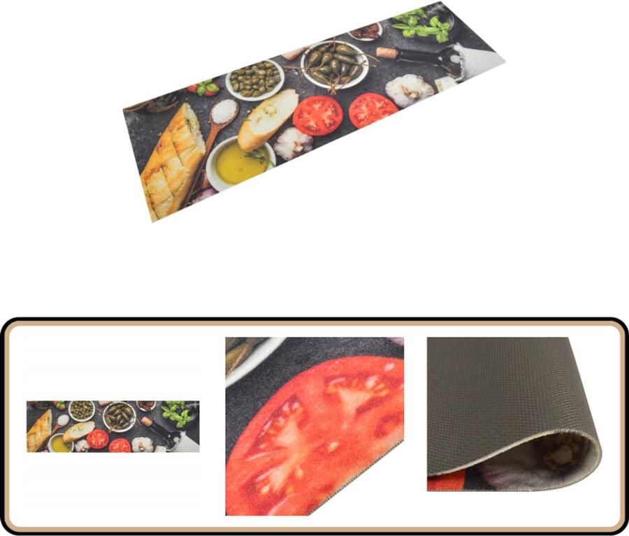 VidaXL Keukenmat Wijnprint 45x150 cm Fluweel Keukenmat Vloerkleden Keukentapijt Antislip Mat Vinyl Tapijttje