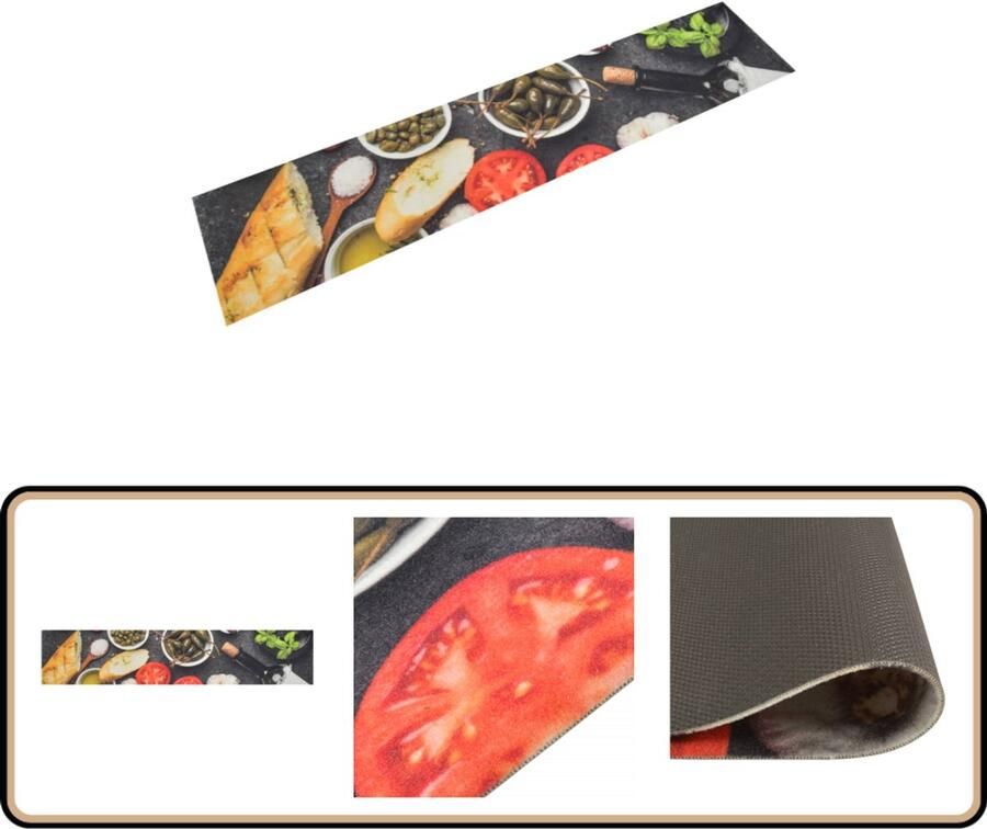 VidaXL Keukenmat Wijnprint 60x300 cm Wasbaar Keukenmat Vloerkleden Antislip Mat Latex Mat Fluweel Mat