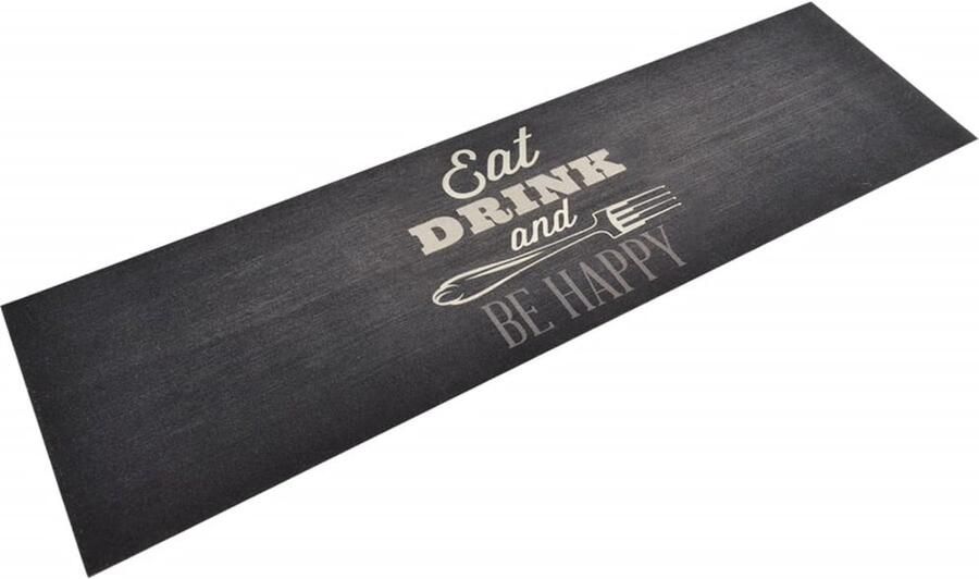 VidaXL Keukenmat Zwart 45x150 cm Wasbaar Keukenmat Vloerkleden Keukentrends Antislip Mat Zwarte Keukenmat Fluweel Mat Multifunctionele Mat - Foto 3