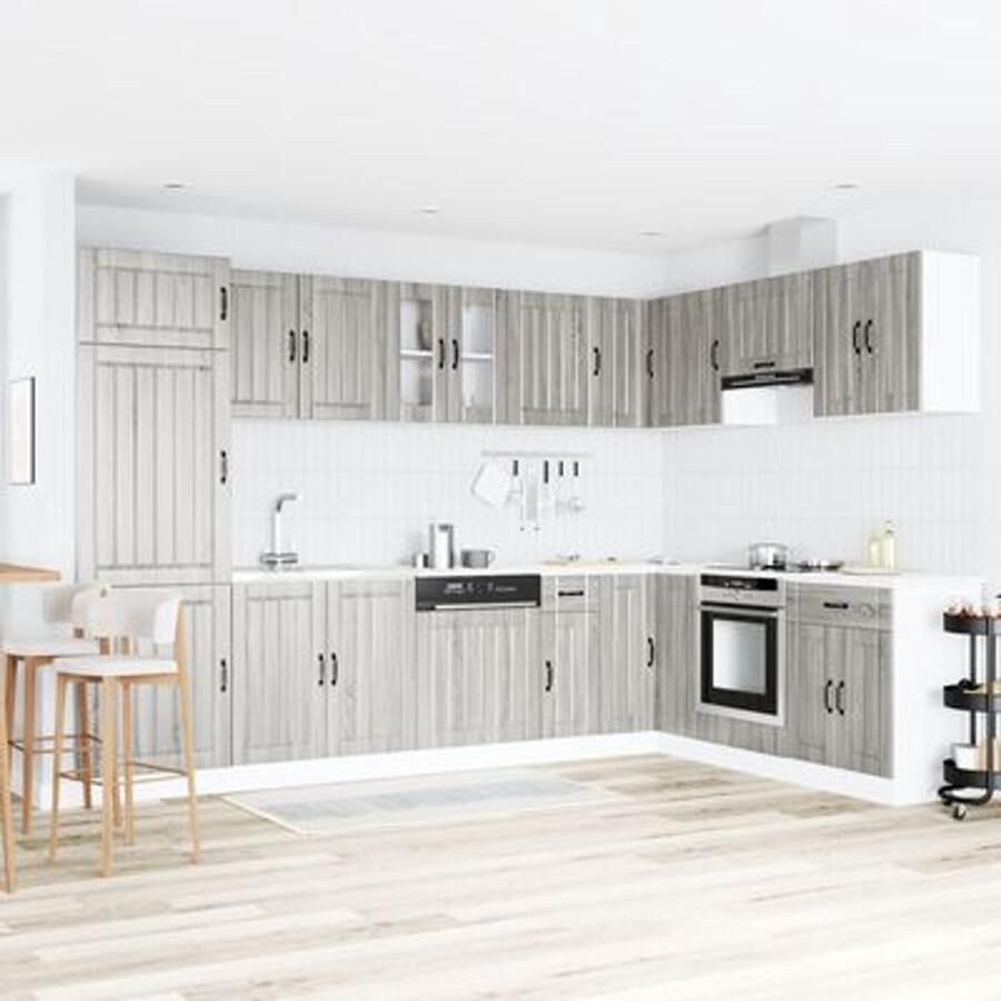 VidaXL Spoelkast Set van 2 Grijs Sonoma Bewerkt Hout Verstelbare Voeten