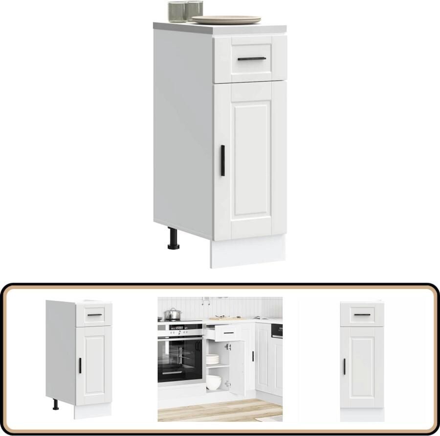 VidaXL Keukenonderkast Porto Bewerkt Hout Wit Keukenonderkast Houten Keukenkasten Witte Keukenkasten Opslagoplossing Keuken Keukenmeubilair