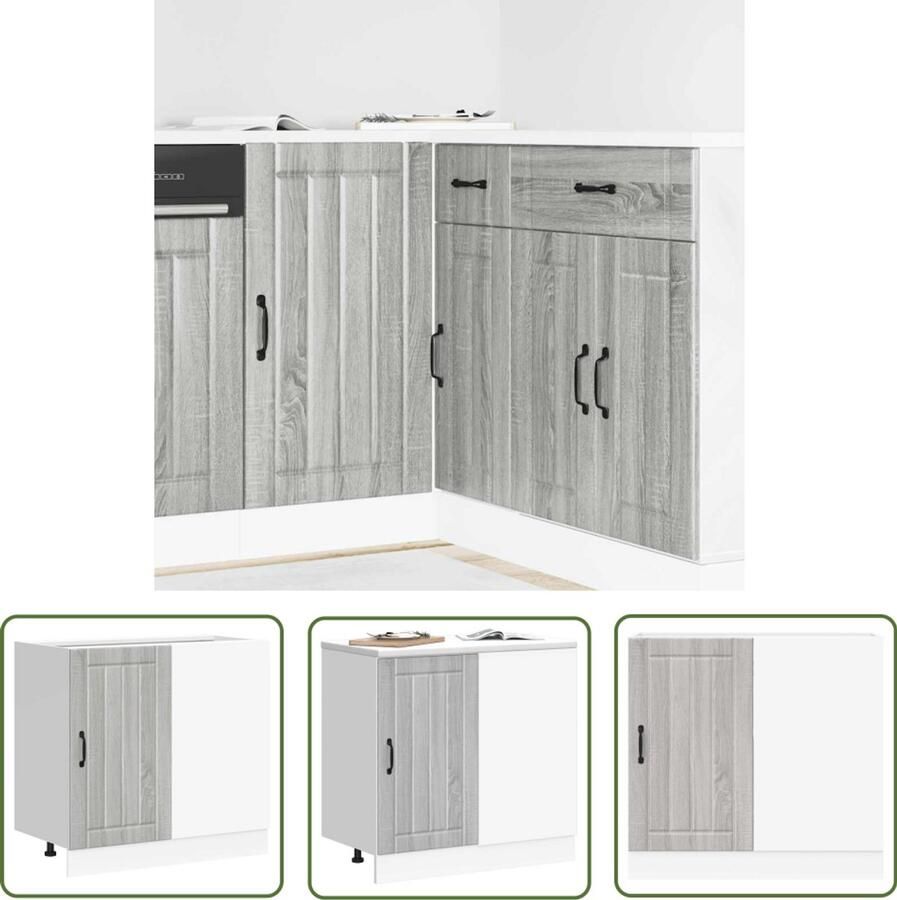 The Living Store Spoelbakonderkast Lucca bewerkt hout grijs sonoma eiken Spoelbakonderkast Keukenkasten Houten Kast Grensloos Design Opslagruimte