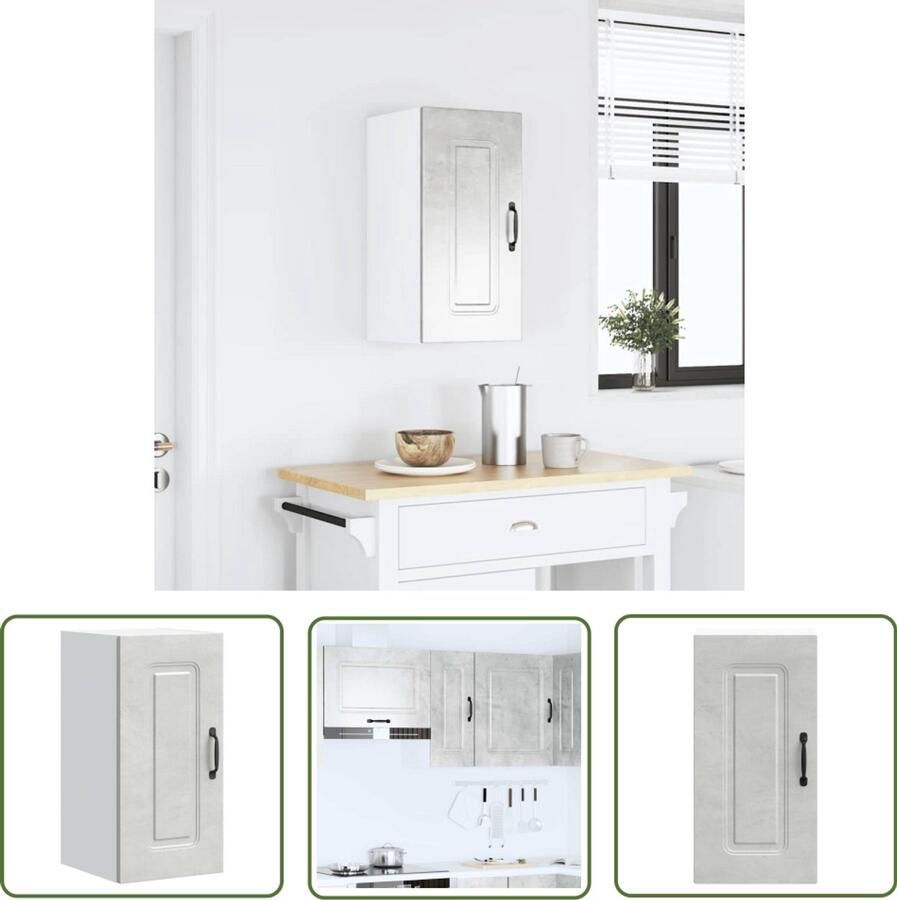 VidaXL Keukenwandkast Kalmar bewerkt hout betongrijs Keukenkasten Keukenopbergruimte Houten Keukenkast Betonnen Grijze Kast Badkamerkast