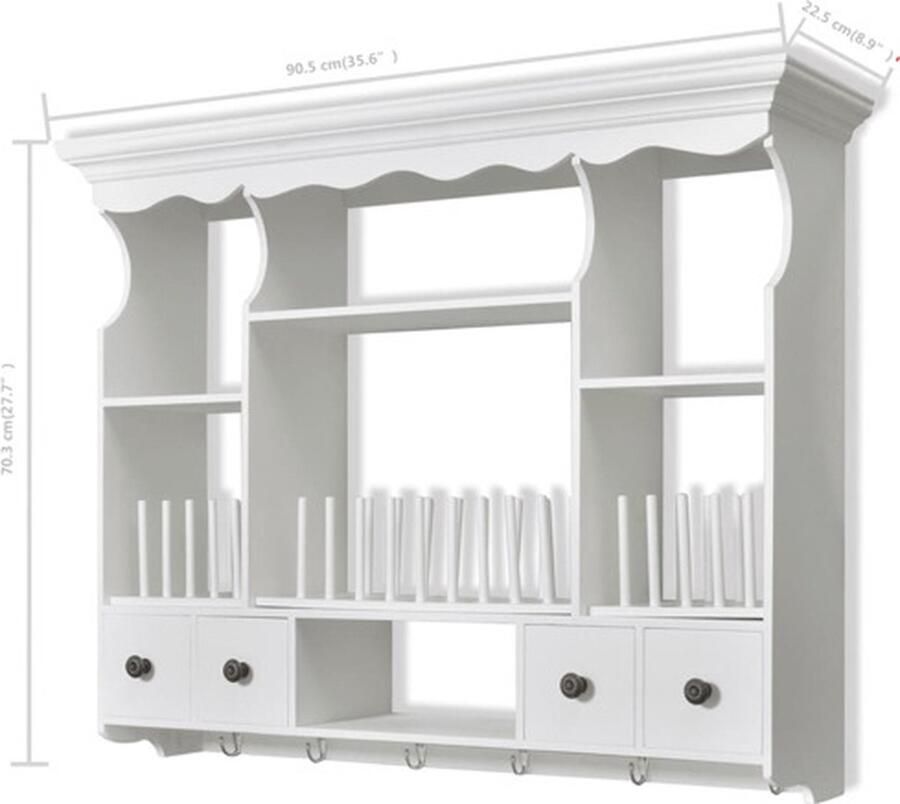 VidaXL Kast Kasten Nachtkast Nachtkasten Keukenwandkast hout wit