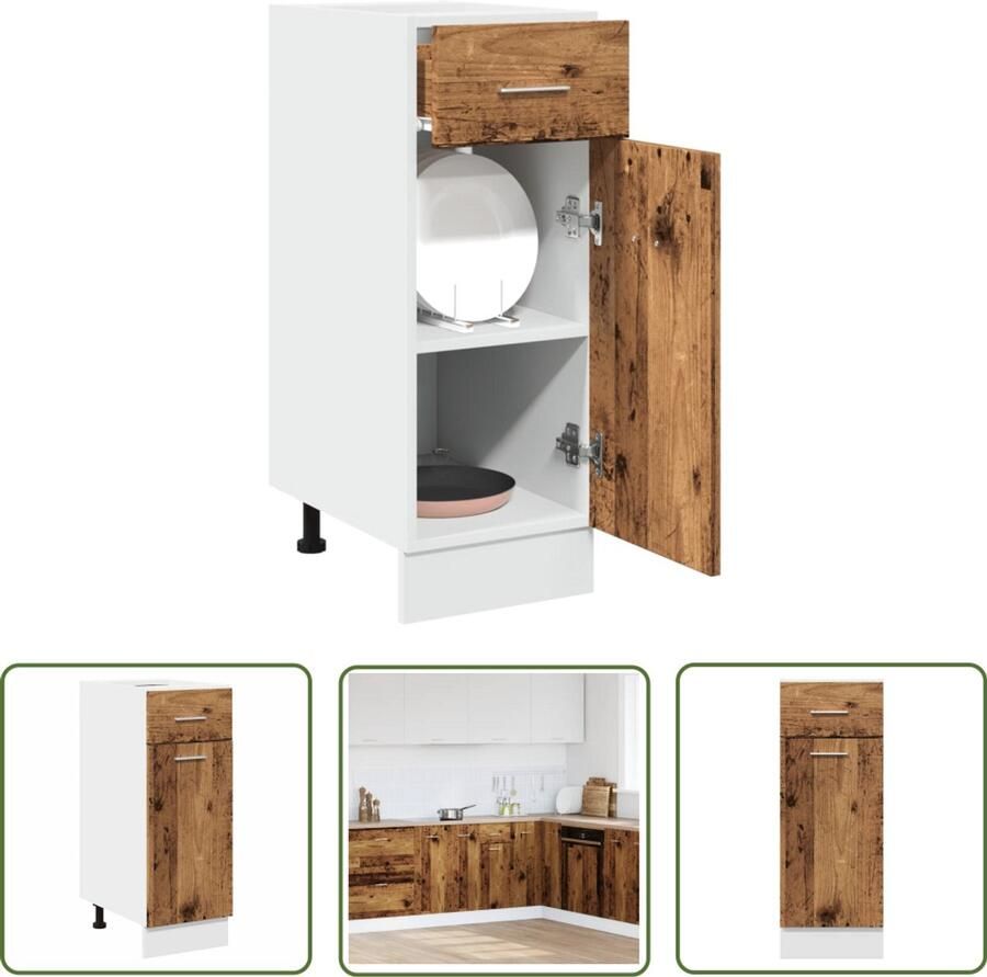 VidaXL Onderkast met lade Lyon 30x46x81 5 cm bewerkt hout oud houtkleurig Onderkasten Keukenopbergruimte Houten Kast Vintage Kast Opslagmogelijkheden