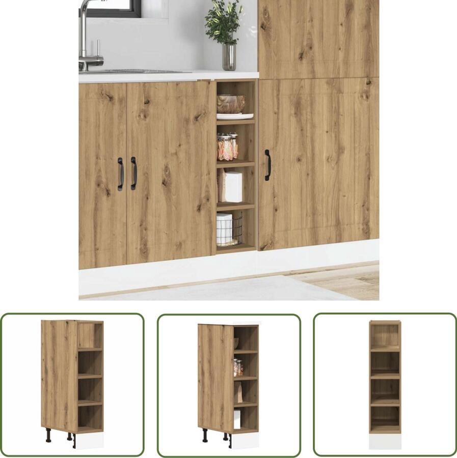 VidaXL Keukenopbergruimte Onderkasten Onderkast Riga 20x44 5x81 5 cm bewerkt hout artisanaal eikenkleur Houten Kast Artisianale Eik Opslagmogelijkheden