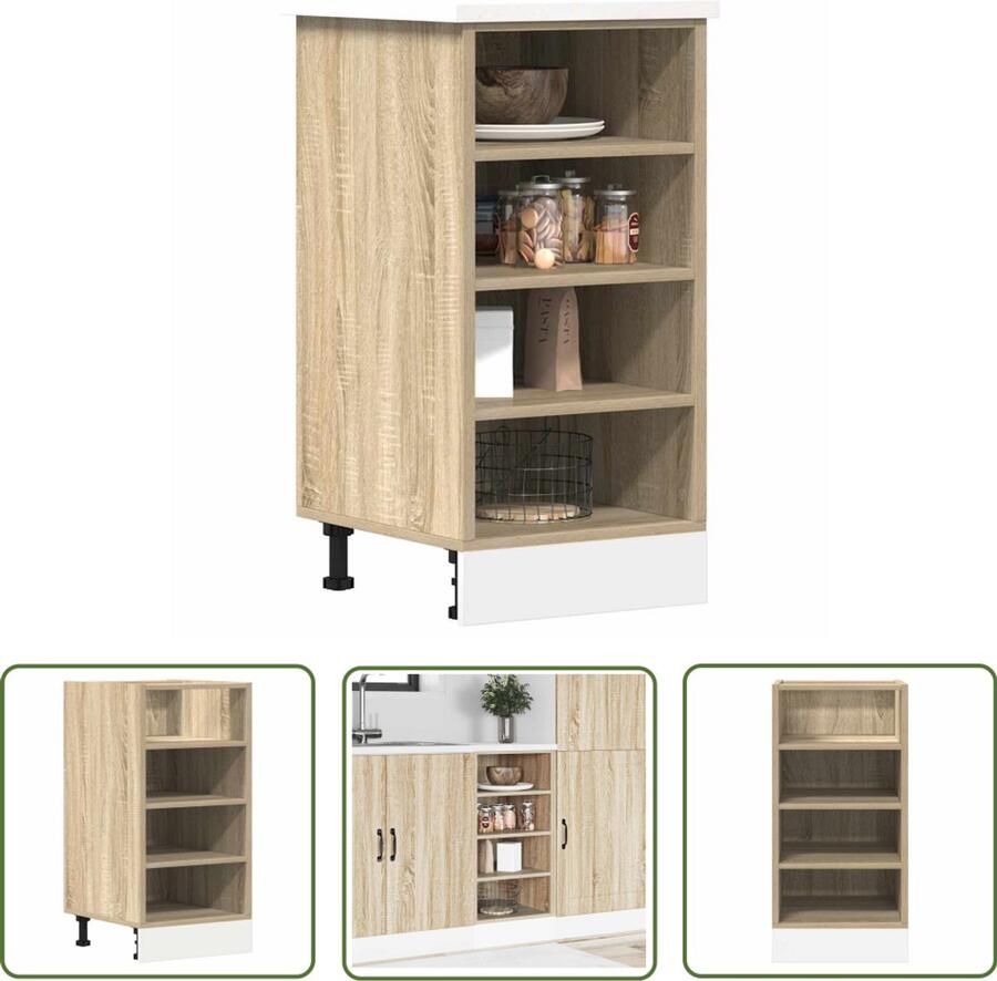 VidaXL Keukenopbergruimte Onderkasten Onderkast Riga 40x44 5x81 5 cm bewerkt hout sonoma eikenkleurig Houten Kast Sonomaeik Kleur Opslagmogelijkheden