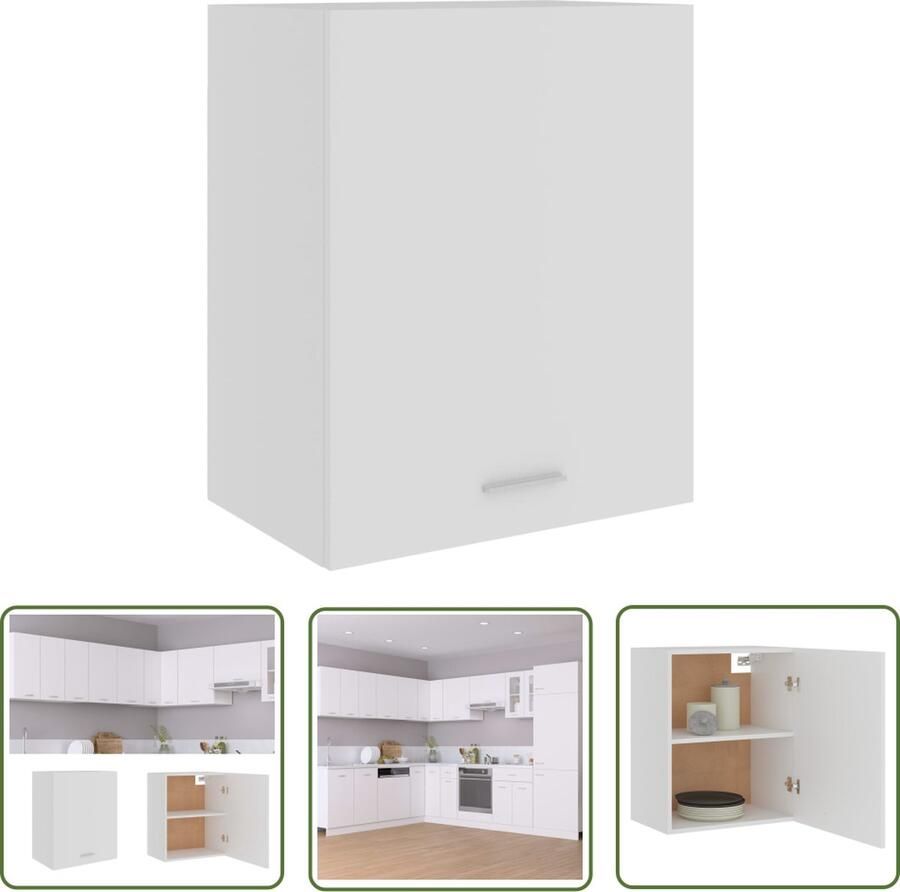 The Living Store Hangkast Lyon 50x31x60 cm bewerkt hout wit Hangkast Keukenkast Opbergkast Houten Kast Wit Kast